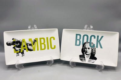 #ad #ad Set of 2 Crate amp; Barrel Beer Snack Trays BOCK amp; LAMBIC 7 1 2” x 4 1 2” $8.50