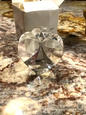 DANSK HEART SHAPE CRYSTAL PAPERWEIGHT WITH LABEL/ORIGINAL BOX