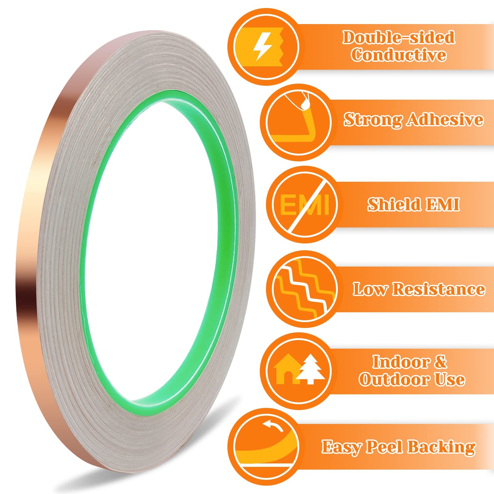 8 Pack Copper Foil Tape,Copper Tape,Double-Sided Conductive Adhesive for Guit...