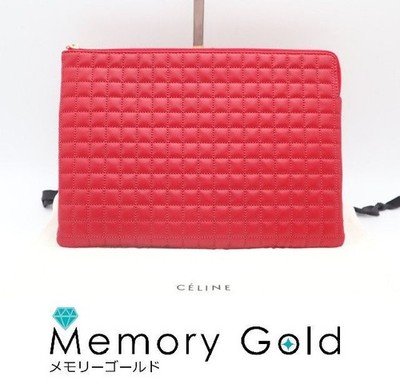 CELINE Calf Leather Clutch Bag C Charm Excellent (See Photo) A50750