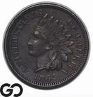 1864 Indian Head Cent Penny, BRONZE, Better Date, AU++