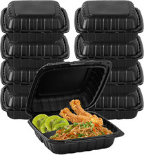 8" X 8" 3-Compartment to Go Food Take Out Containers Boxes with Lids | 50 Pack M