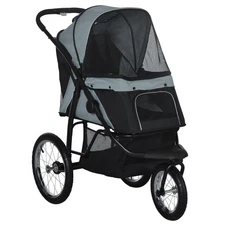 PawHut Foldable Pet Stroller for Small and Medium Dogs, Grey
