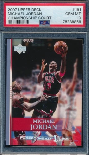 MICHAEL JORDAN 2007-08 UPPER DECK CHAMPIONSHIP COURT PSA 10 GEM MINT CARD #191!