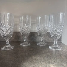 DUBLIN Shannon CRYSTAL by Godinger Set Of 4 Goblets Water/Wine 8" Tall 12 Oz