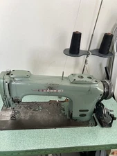 Consew Model 220 One Needle Sewing Machine. Head, Table And Motor Ready To Work