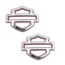 2Pc Custom Tank Emblems Chrome Red Double Layer 5 or 6 gal tank CVO