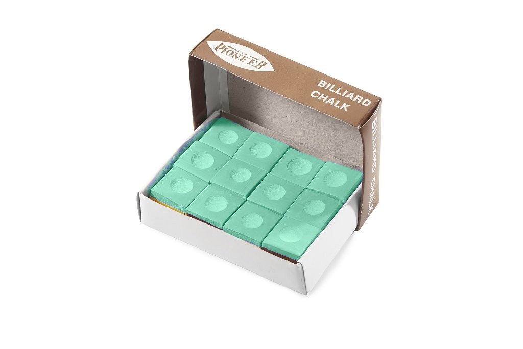 Box of 12 cubes of Tournament Quality Pioneer Chalk - GREEN