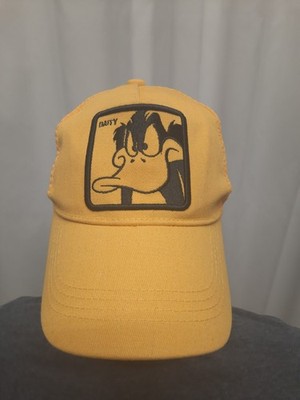 Daffy Duck Looney Tunes Trucker Hat Yellow Mesh Snapback Patch Cap Vintage Style
