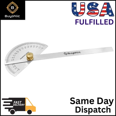BUYOHLIC Stainless Steel Protractor 0-180 degrees Machine Tools (Degree Protractor)