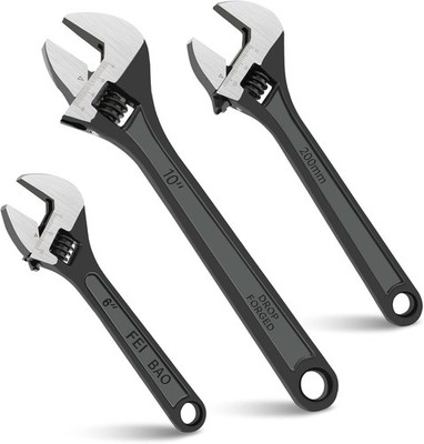 3PCS Adjustable Wrench Set, 610'', WideJaw, NonSlip Ergonomic Grip, Crescent W...