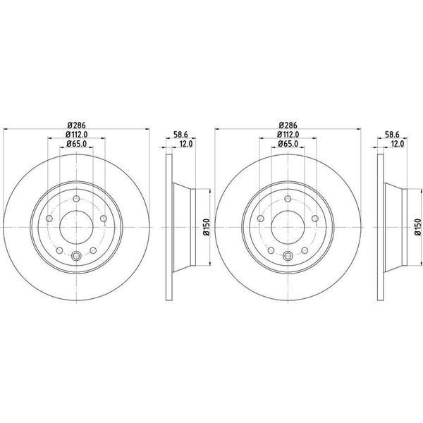 2X Hella Pagid Bremsscheiben Ø286Mm Hinten Passend FüR Audi Tt 54594PRO-image