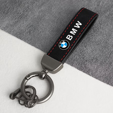BMW Logo Alcantara Schl&uuml;sselanh&auml;nger &ndash; Premium Design mit roter Naht