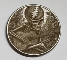 HOBO Nickel Love Token Engraved Coin Folk Art Grateful Dead Steal Your Face