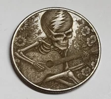 HOBO Nickel Love Token Engraved Coin Folk Art Grateful Dead Steal Your Face