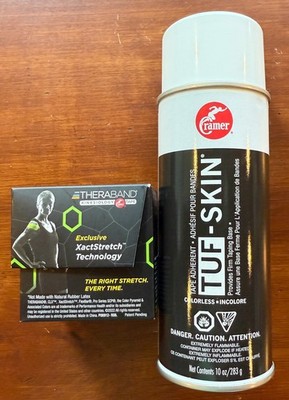 NEW! TheraBand Kinesiology Tape Tan, Tuf-Skin Tape Adherent Spray 10 oz.