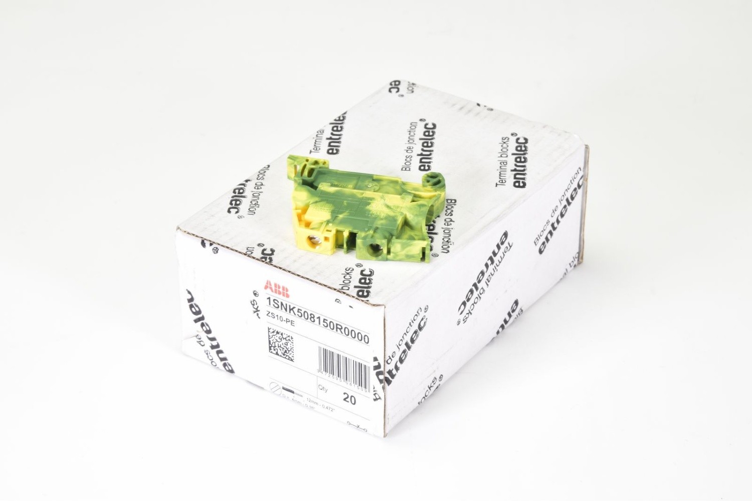 ABB 1SNK508150R0000, ZS10-PE, 2-pole screw terminal block, (1PU=20Pcs.)