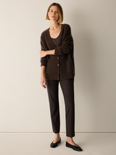NEW EILEEN FISHER Washable Stretch Crepe Slim Pants Coffee F6TKO-P0696