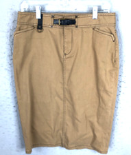 Ralph Lauren Jeans Co Denim Skirt Women 6 Brown Pencil Leather Buckle Western