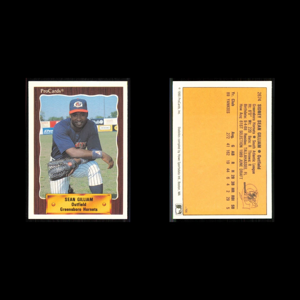 Sean Gilliam #2674 1990 ProCards Greensboro Hornets Baseball Card MLB NM - Image 3 of 3