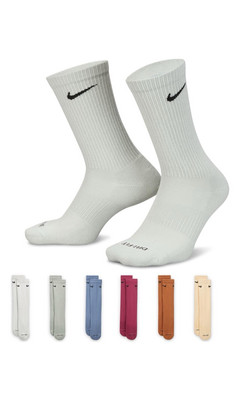 NIKE 6 Pack Everyday Cushion Crew Mens Socks (Multi), Size Medium