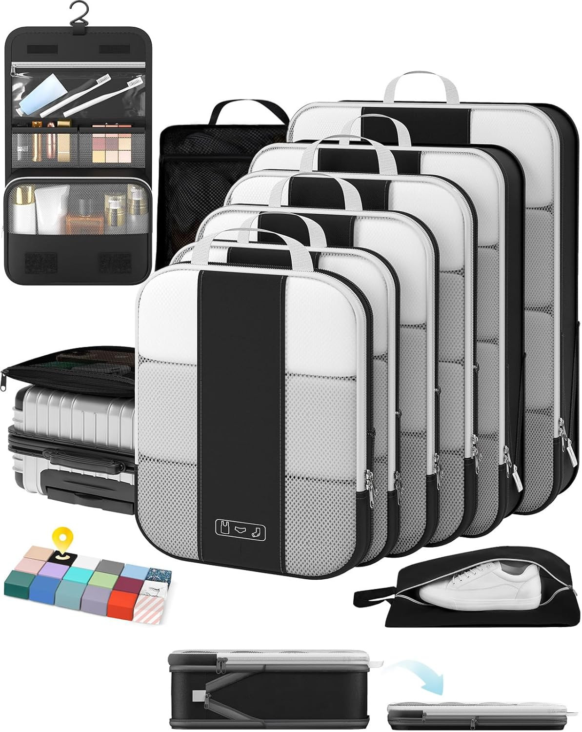 10 Set Compression Packing Cubes For Travel Essentials,Compressible Expandable P