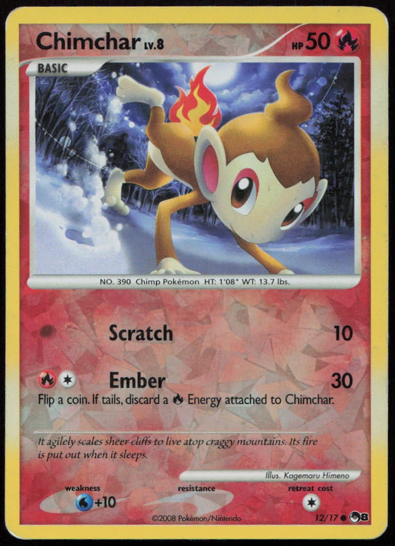 Chimchar 12/17 MP POP Series 8 Common Reverse Holo Pokemon
