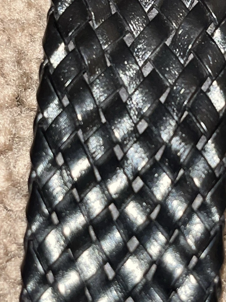 Cinturón trenzado tejido de cuero genuino negro Chaps 22-24 Foto 2 de 3