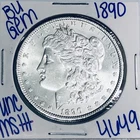 1890 BU UNCIRCULATED MORGAN SILVER DOLLAR AUTHENTIC U.S. MINT FREE SHIPPING 4649