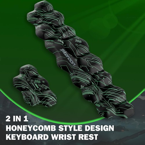 Ergonomic Memory Foam Wrist Rest Set for Keyboard & Mouse, Non-Slip Base Green - Picture 4 of 7