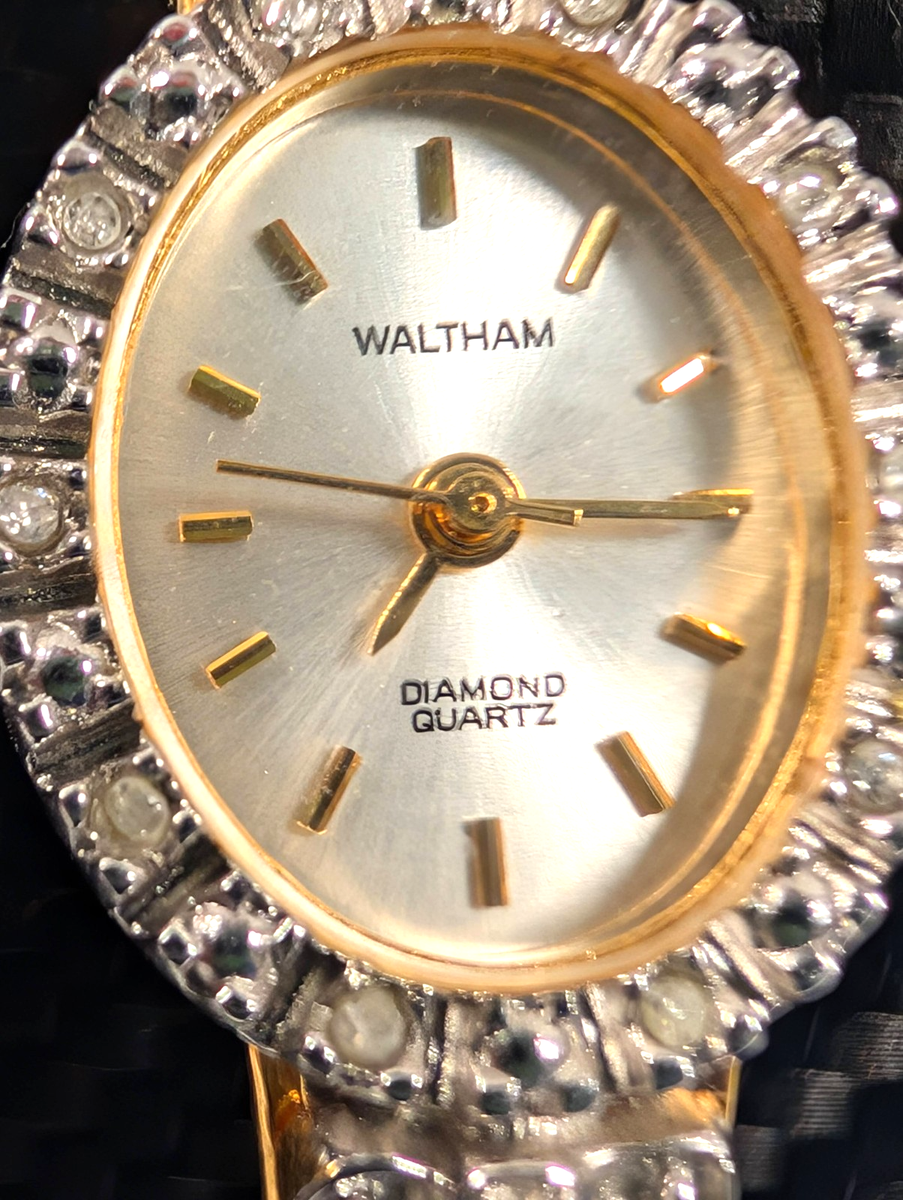 Waltham Ladies Watch Diamond Quartz Gold-Tone Bow & Ribbon | eBay