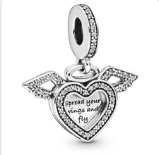 Pandora Heart And Angel Wings Dangle Charm 798485C01 With Gift Box