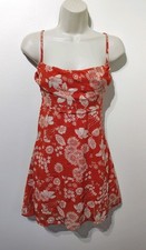 Urban Outfitters red floral print chiffon summer tea dress L 14 strappy cami