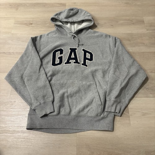 Vintage GAP Hoodie Men's Small Gray Cotton Blend Pullover Spellout*