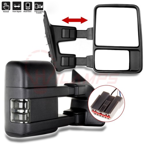 Pair Manual Smoke Signal Tow Mirrors For 03-07 Ford F250 F350-F550 Super Duty - Picture 7 of 15