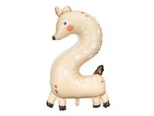 Number 2 Deer Foil Balloon, Approx. 50 x 88 cm,Air/Helium Inflatable, with straw