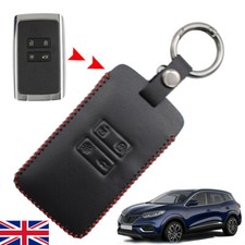 Leather Car Key Shell Cover For Renault Megane Koleos Espace Kadjar 4 Button