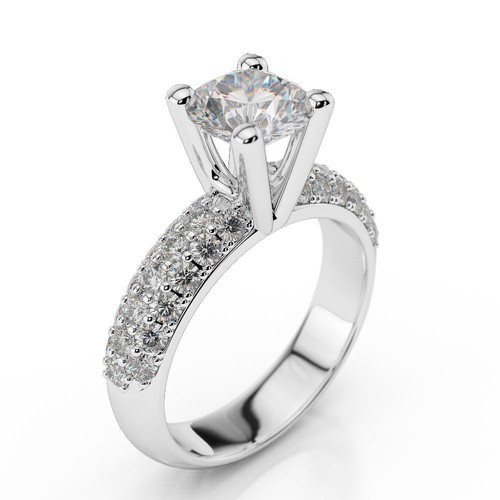 1 1/3 CT Diamant Verlobungsring Rundschliff H/SI2 18K Gelbgold Größe Wählbar - Bild 5 von 7