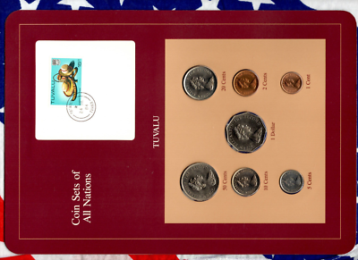 Coin Sets of All Nations Tuvalu 1985 w/card UNC $1,50,20,10,5,2,1