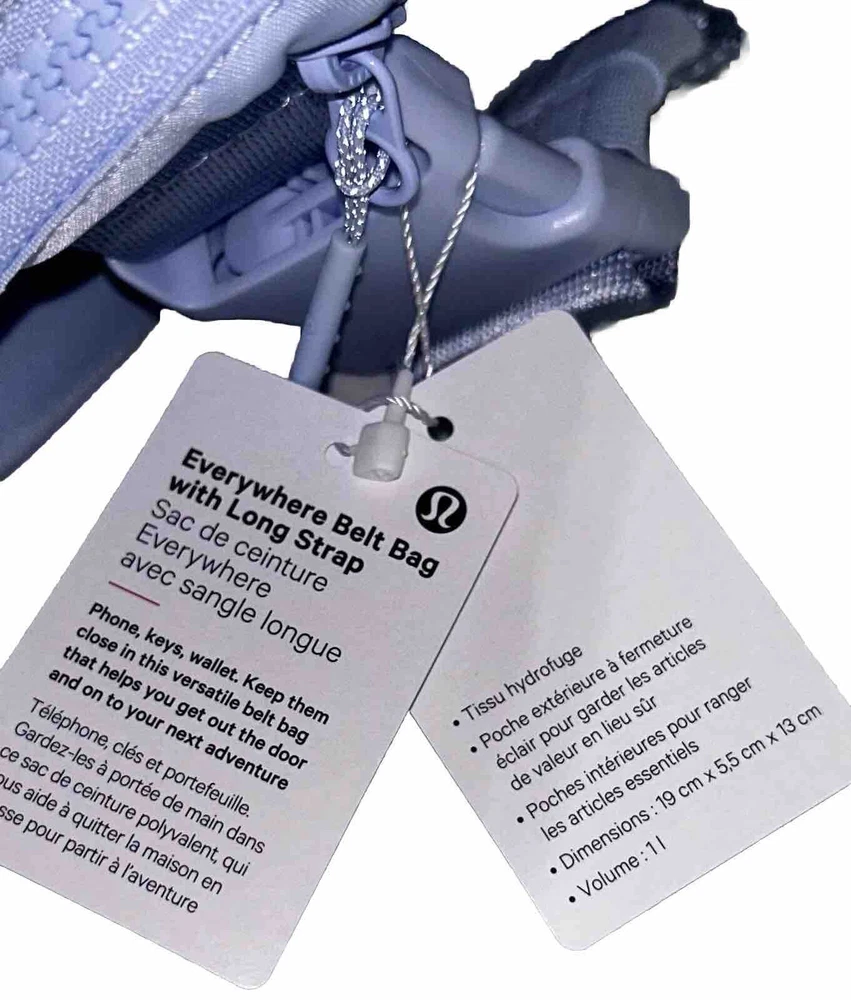 Lululemon Everywhere Belt Bag 1L Blue Windmill with Extra Long 10 Foot Strap NWT