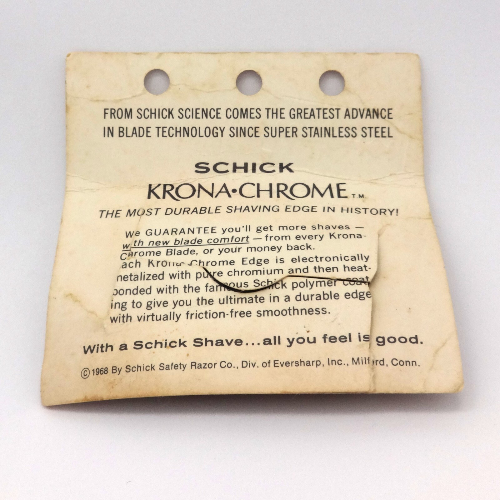 NOS! VINTAGE SCHICK KRONA CHROME DOUBLE EDGE SAFETY RAZOR BLADE