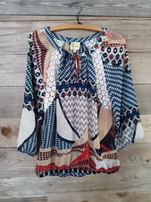 FIG & FLOWER Peasant Top Wmn's Sz. Small Flowy Oversized Lace Detail Balloon Slv