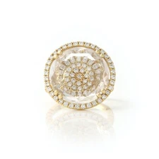 Suzanne Kalan 'Vitrine' Faceted Circular Crystal & Diamond Ring, 18K Yellow Gold