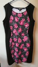 Maxi Dress - Black with Pink Floral Accents - Size 1X