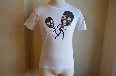 DSQUARED² AMAZING BONDAGE JEWELS BURGLAR GIRLS PRINT WHITE T SHIRT S M SLIM FIT
