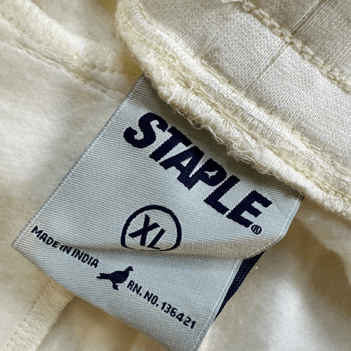 NWOT STAPLE Men’s Off White Fleece Joggers Embroidered Logo Sweatpants- Size XL - Picture 4 of 8