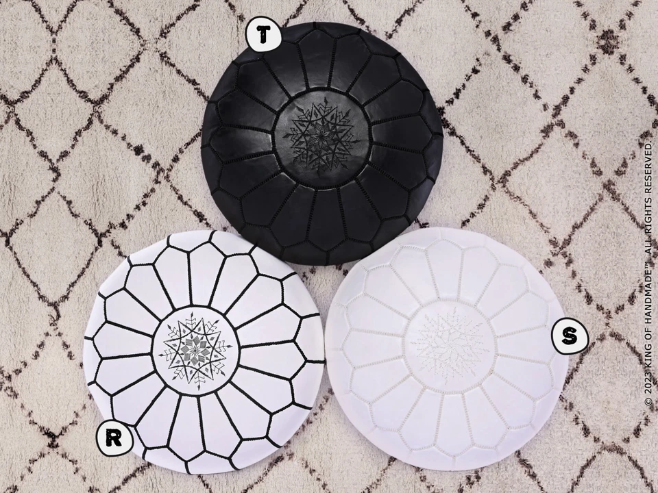 Ottoman Unstuffed  Pouf Moroccan leather,  handmade footstool, Home Decoration - Image 3 of 4