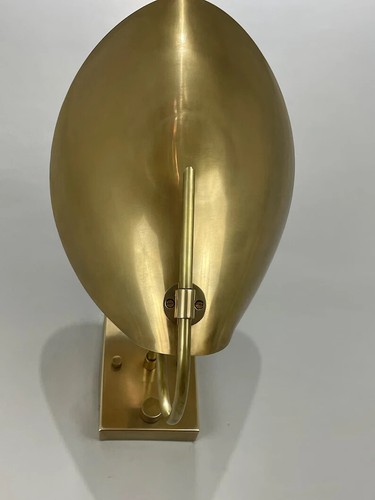 Mid Century Italian Raw Brass Wall Sconce Handmade Curved Disk Shades Vintage - Picture 6 of 9