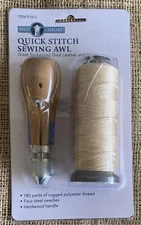 Quick Stitcher Sewing Awl Kit Leather Canvas 4 needles 180yds Thread Fast Speedy