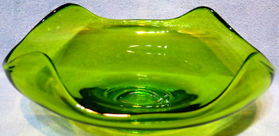 Vintage Viking Glass Epic Bon Bon Dish or Bowl #6602 Avocado Green 7'' D